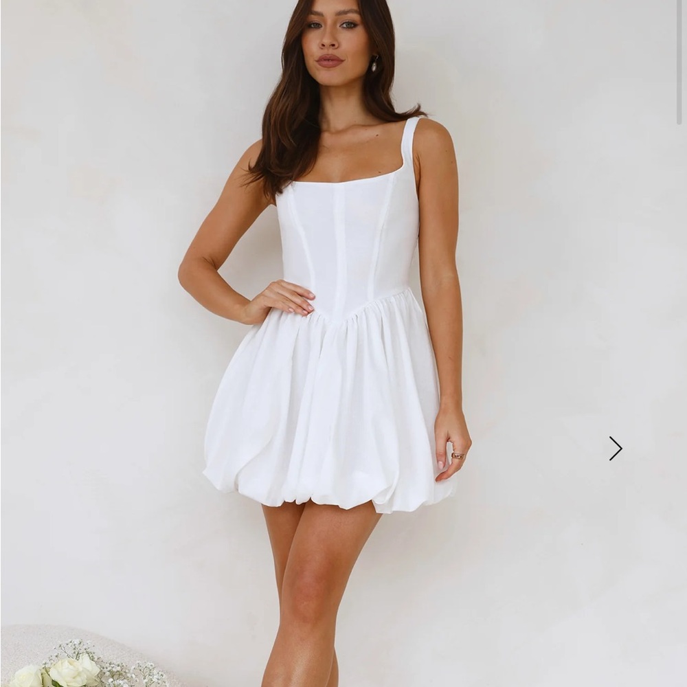 Hello Molly White Sleeveless Square Neck Mini Sundress